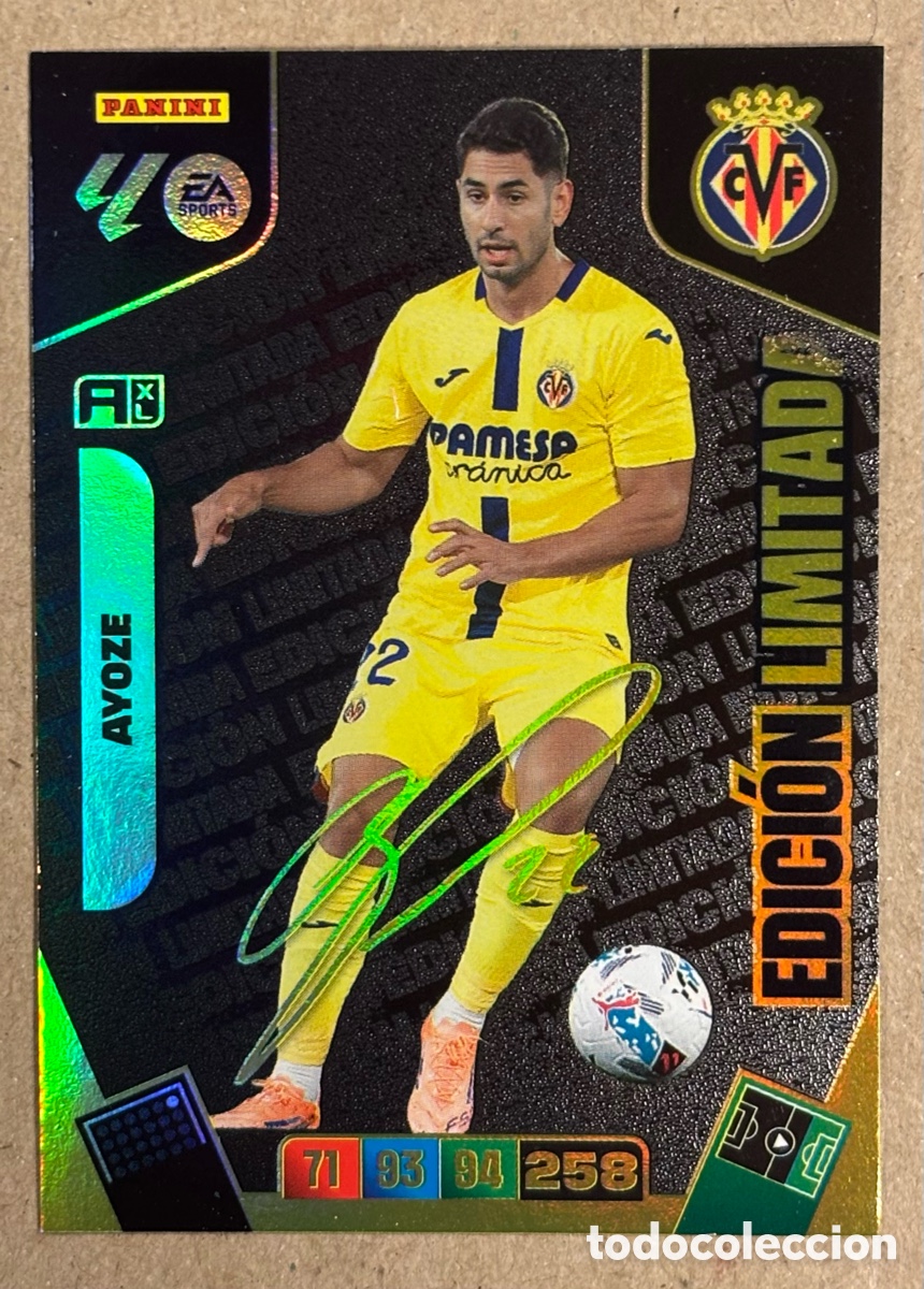 Cromos de F&uacute;tbol: AYOZE (VILLARREAL). CARTA EDICI&Oacute;N LIKITADA CON AUT&Oacute;GRAFO PANINI ADRENALYN XL 2025/26.