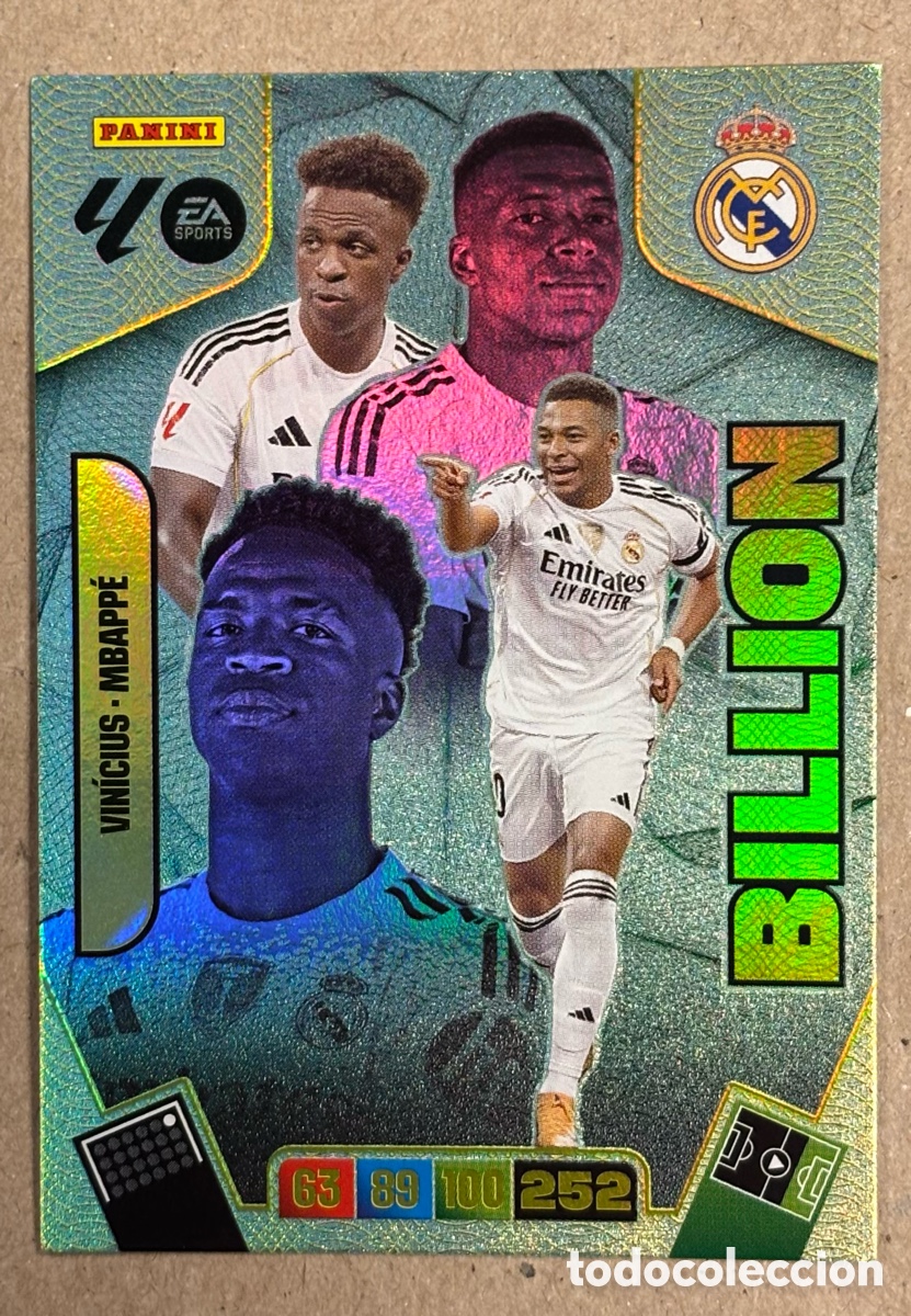 Cromos de F&uacute;tbol: VINICIUS & MBAPP&Eacute; (REAL MADRID). CARTA BILLION PANINI ADRENALYN XL 2025/26.