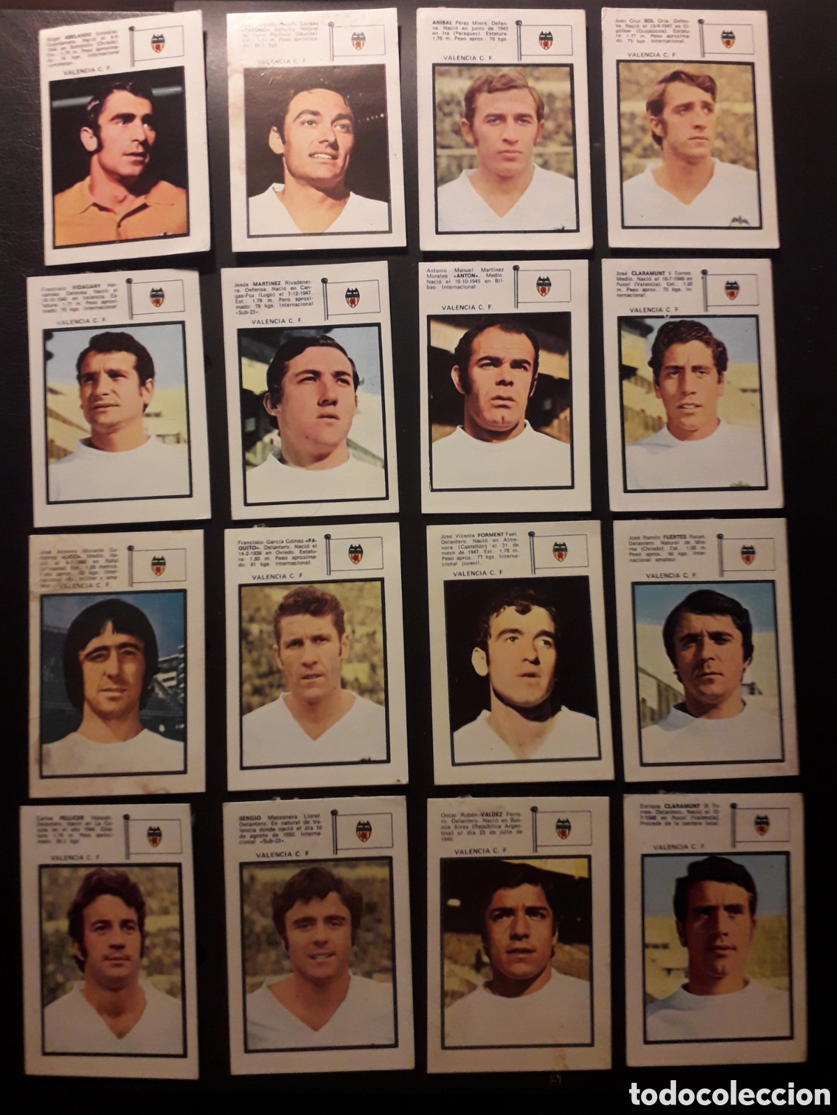 Cromos de F&uacute;tbol: 16 CROMOS VALENCIA CF ED FHER 1971 1972 71 72 DESPEGADOS, EQUIPO COMPLETO. ALG&Uacute;N DEFECTO FOTOS