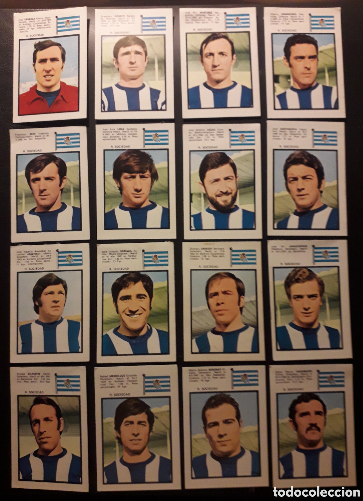Cromos de F&uacute;tbol: 16 CROMOS REAL SOCIEDAD ED FHER 1971 1972 71 72 DESPEGADOS, EQUIPO COMPLETO. FOTOS. PEDIDO M&Iacute;NIMO 3&euro;