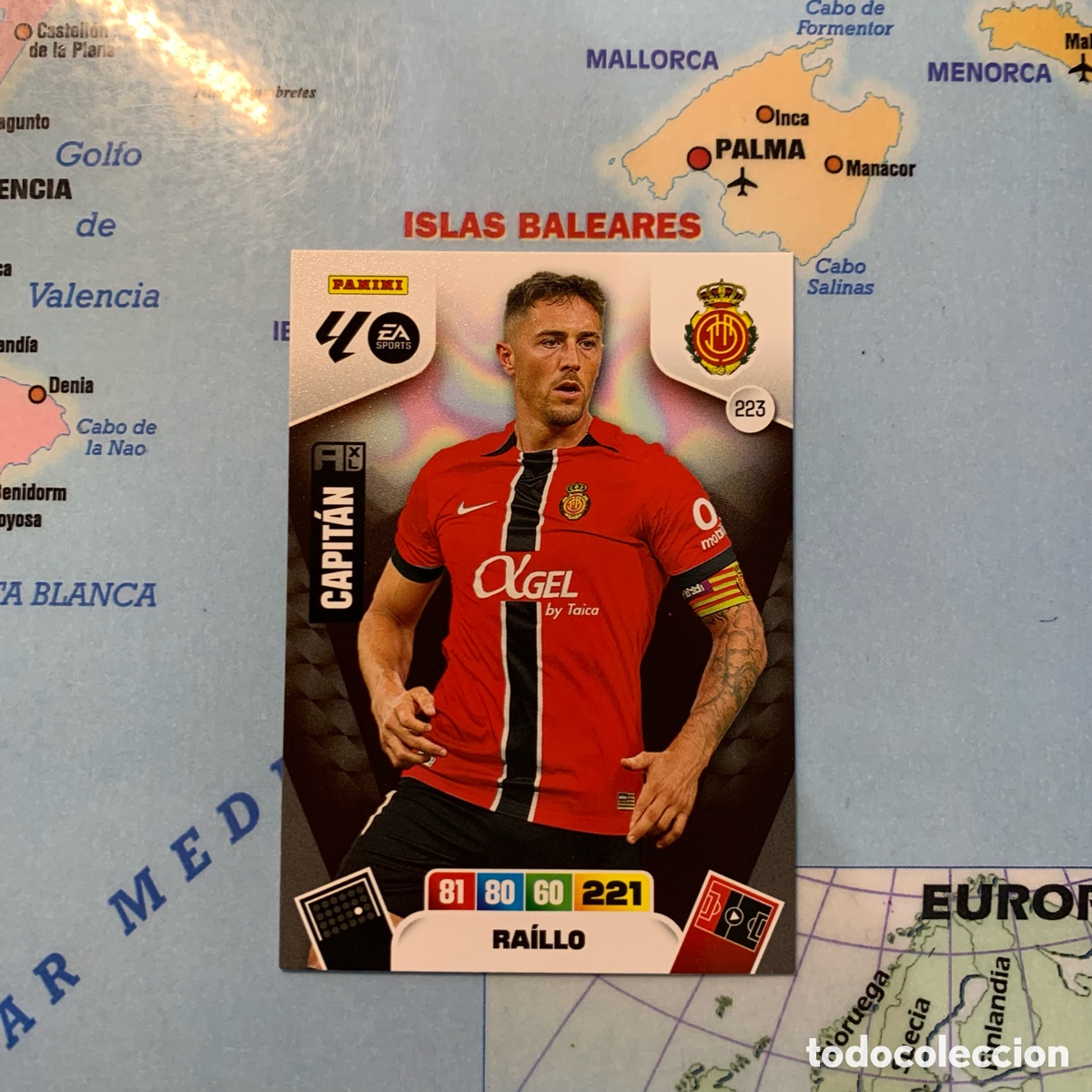 Football Stickers: Raillo n&uacute;mero 223 del Mallorca cromo adrenalyn XL 25-26 2025-2026