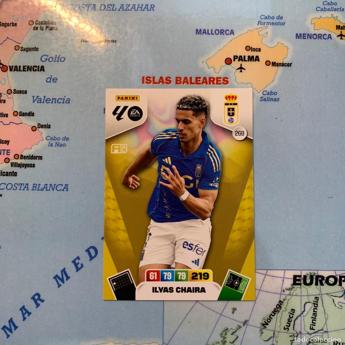 Football Stickers: Ilyas Chaira n&uacute;mero 268 del Oviedo cromo adrenalyn XL 25-26 2025-2026