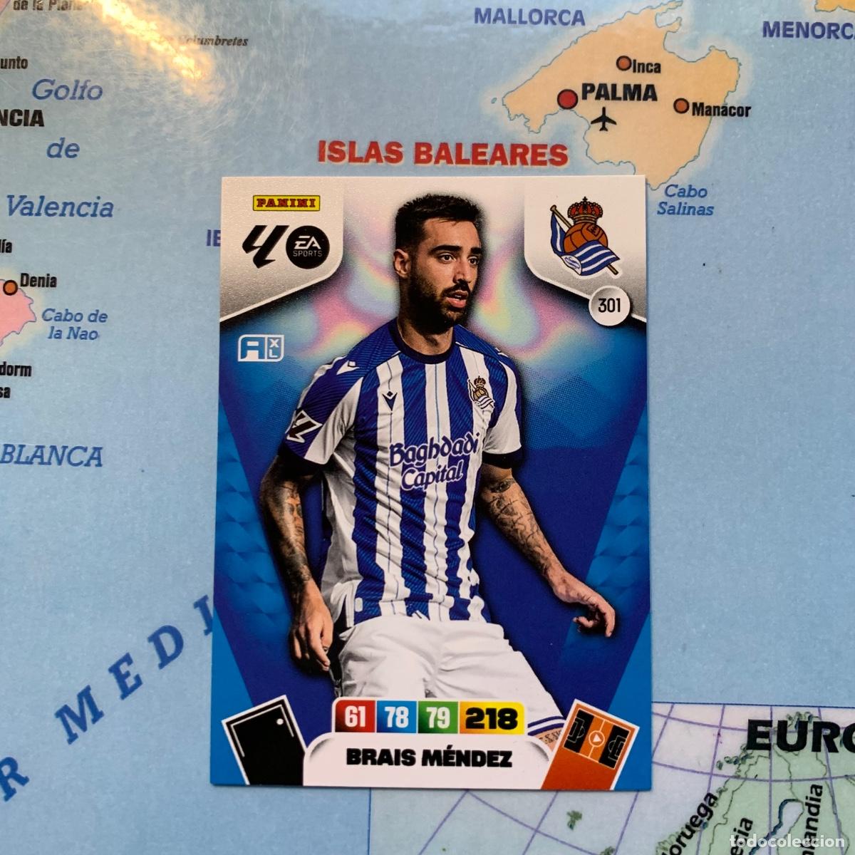 Football Stickers: Brais Mendez n&uacute;mero 301 de la Real Sociedad cromo adrenalyn XL 25-26 2025-2026