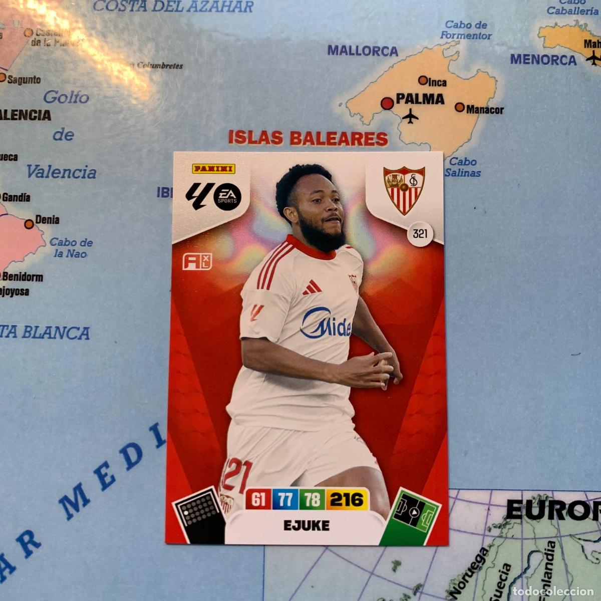 Cartes &agrave; collectionner de Football: Ejuke n&uacute;mero 321 del Sevilla cromo adrenalyn XL 25-26 2025-2026