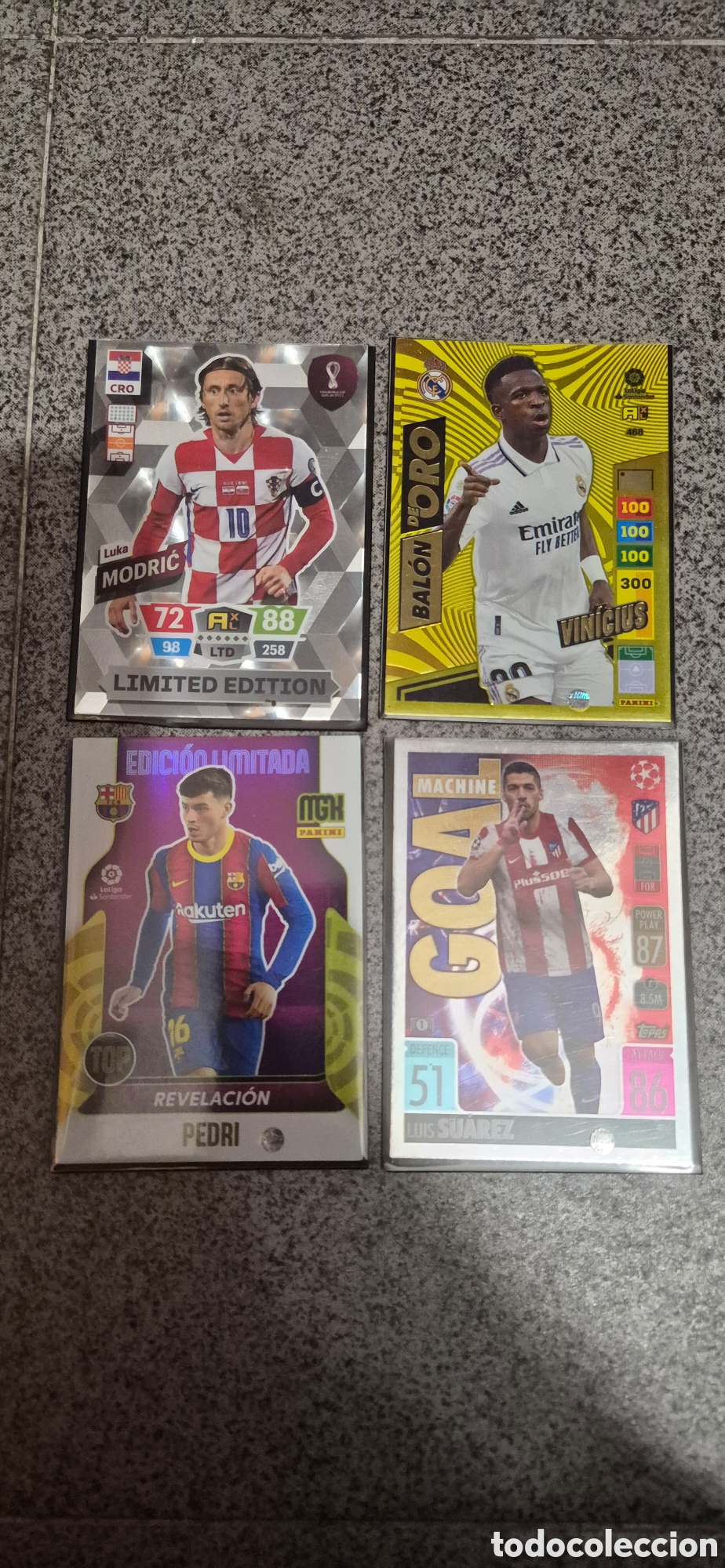 Cromos de F&uacute;tbol: CROMOS MODRIC VINICIUS PEDRI LUIS SU&Aacute;REZ