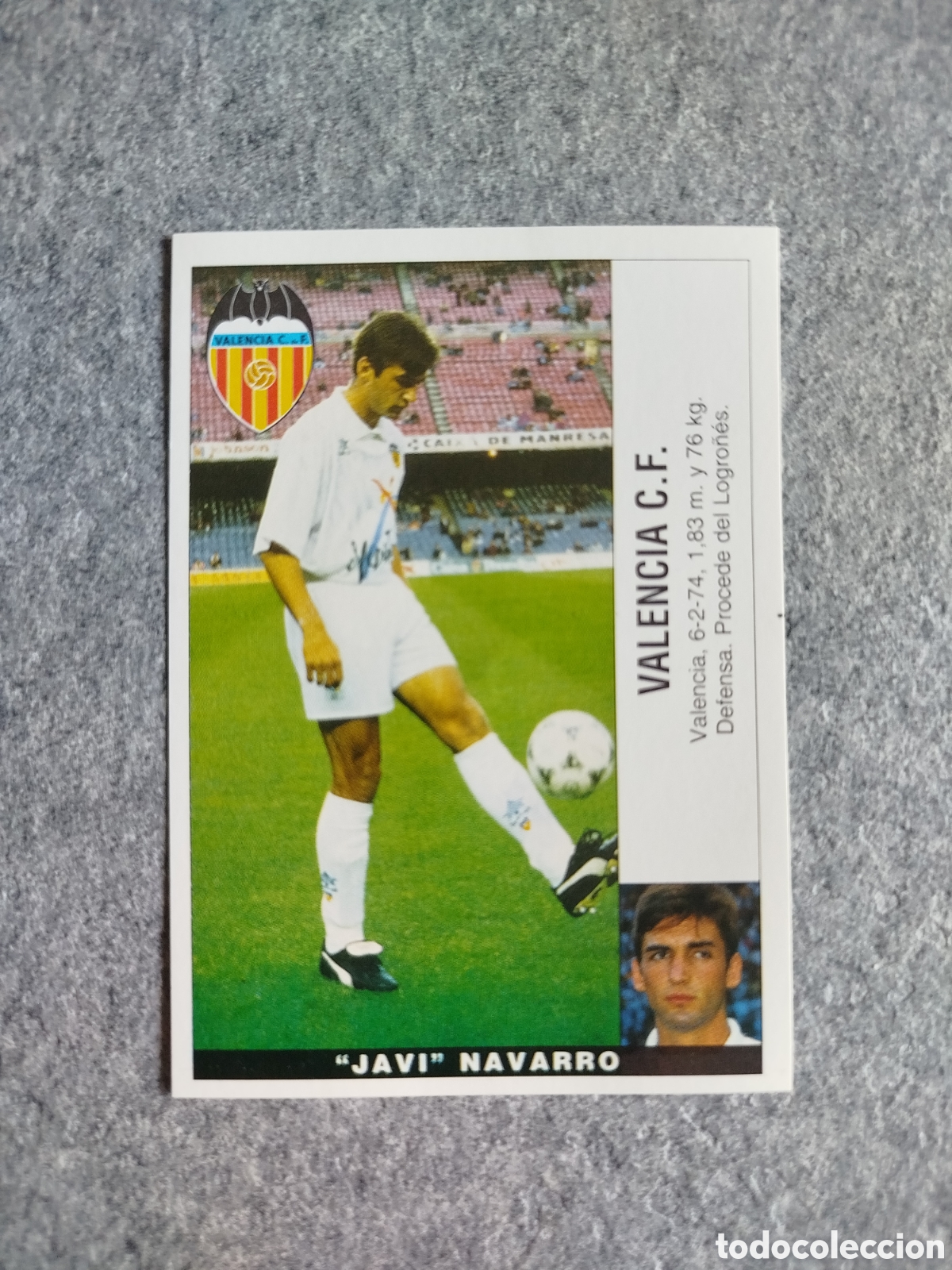Cromos de F&uacute;tbol: COLOCA CROMO JAVI NAVARRO VALENCIA SUSTITUYE PANINI LIGA 1995 95 96 NUNCA PEGADO SIN PEGAR
