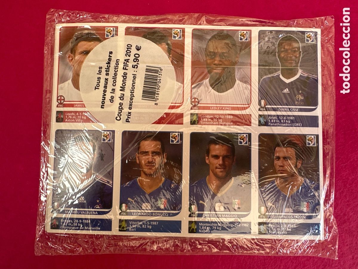 Fu&szlig;ball-Sticker: SET COMPLETO PRECINTADO ACTUALIZACI&Oacute;N CON 80 CROMOS EN L&Aacute;MINAS SIN CORTAR MUNDIAL SUDAFRI CA 2010