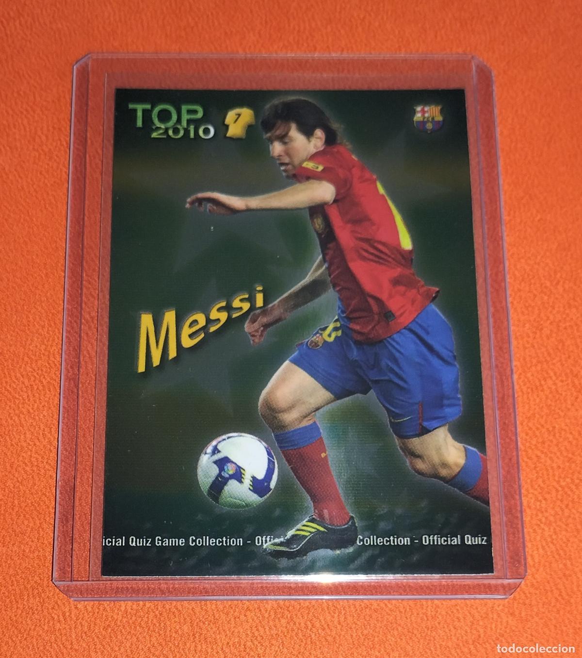 Cromos de F&uacute;tbol: 595 LIONEL MESSI TOP VERSION LISO VERDE FC BARCELONA CARD MUNDICROMO QUIZ GAME 2009 2010 09 10