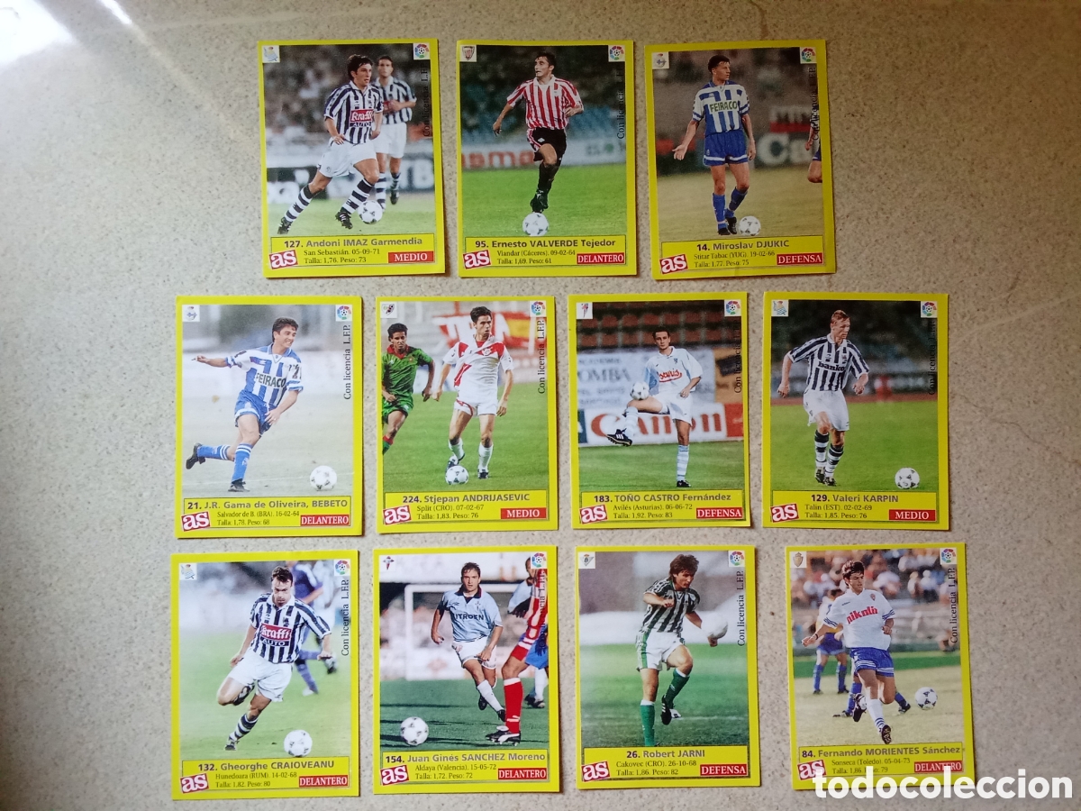 Cromos de F&uacute;tbol: 11 CROMOS DIFERENTES PERIODICO AS TEMPORADA 95 96