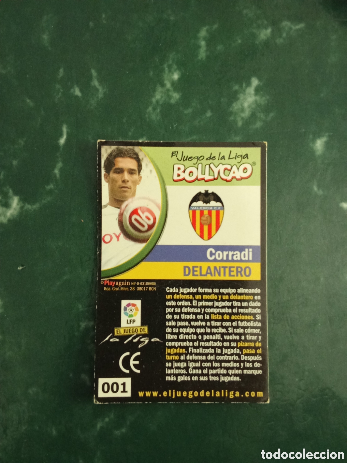 Cromos de F&uacute;tbol: 1 CORRADI VALENCIA EL JUEGO DE LA LIGA BOLLYCAO. CROMO DIFICIL