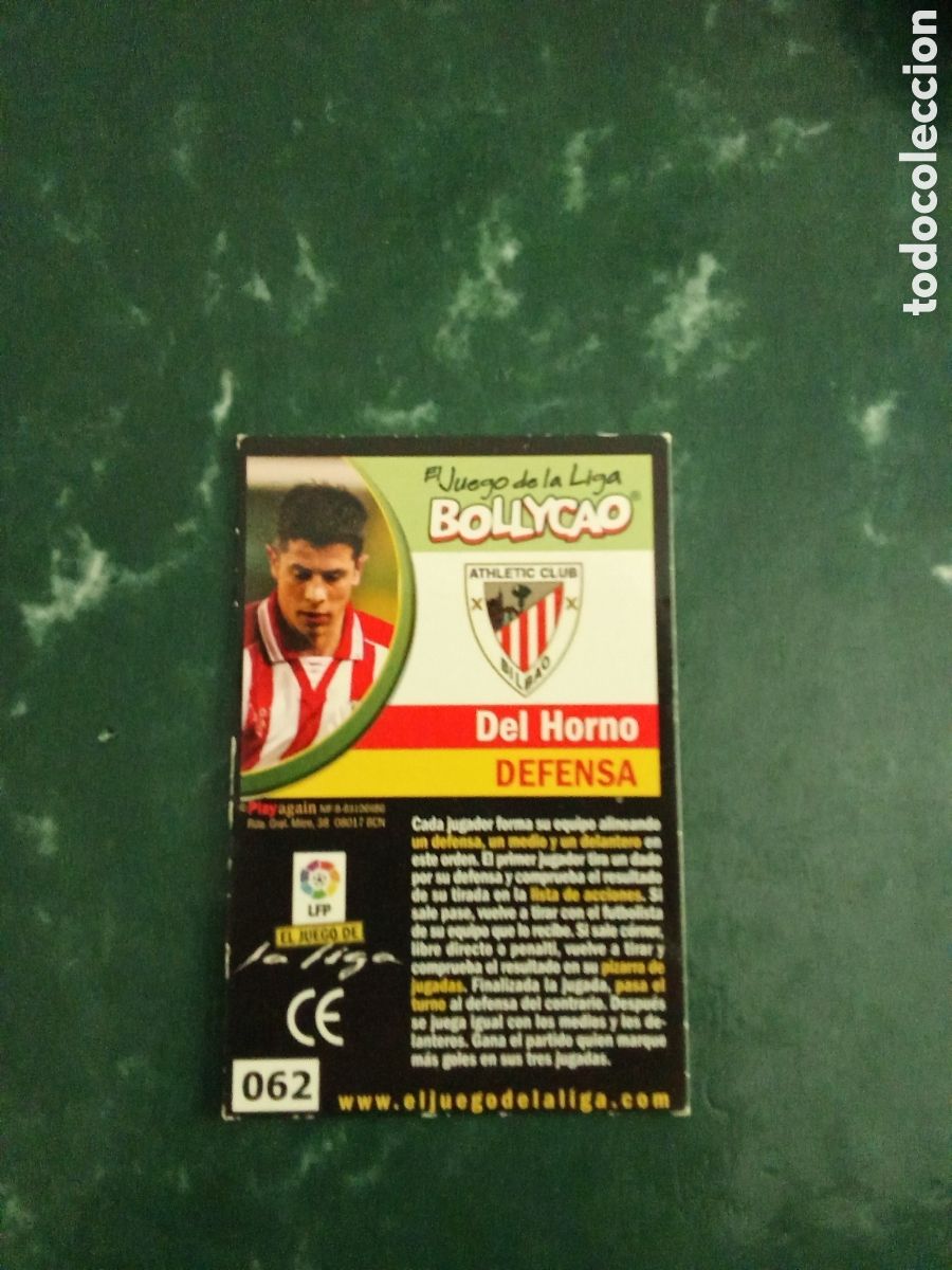 Cromos de F&uacute;tbol: 62 DEL HORNO BILBAO EL JUEGO DE LA LIGA BOLLYCAO.