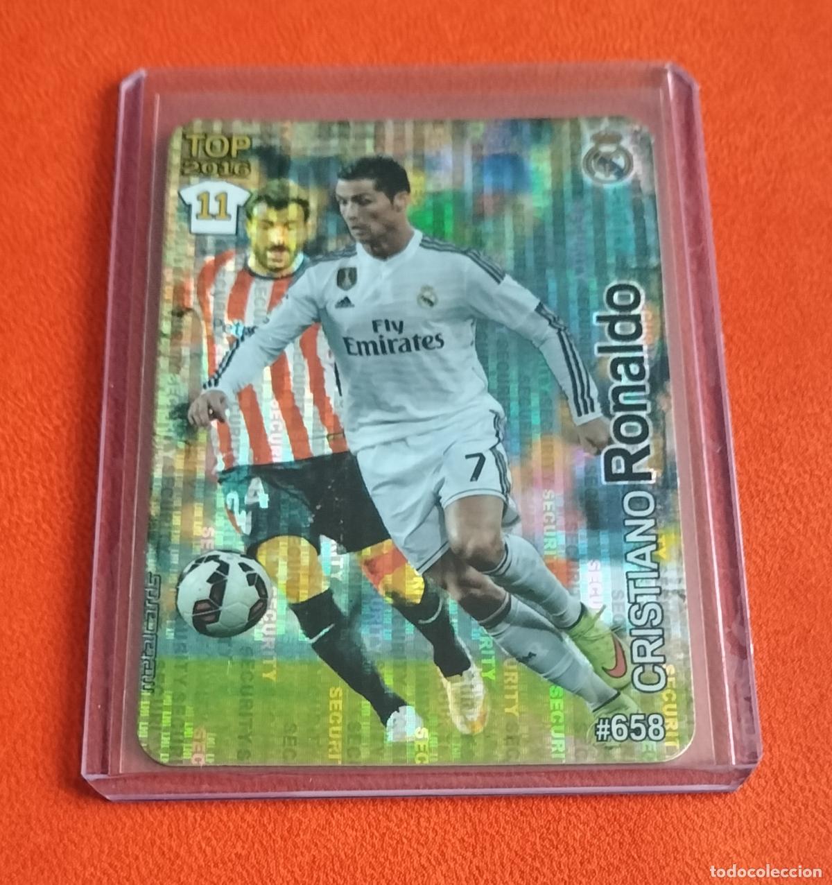 Cromos de F&uacute;tbol: 658 CRISTIANO RONALDO TOP METALCARDS VERSION SECURITY REAL MADRID MUNDICROMO QUIZ 2015 2016 15 16