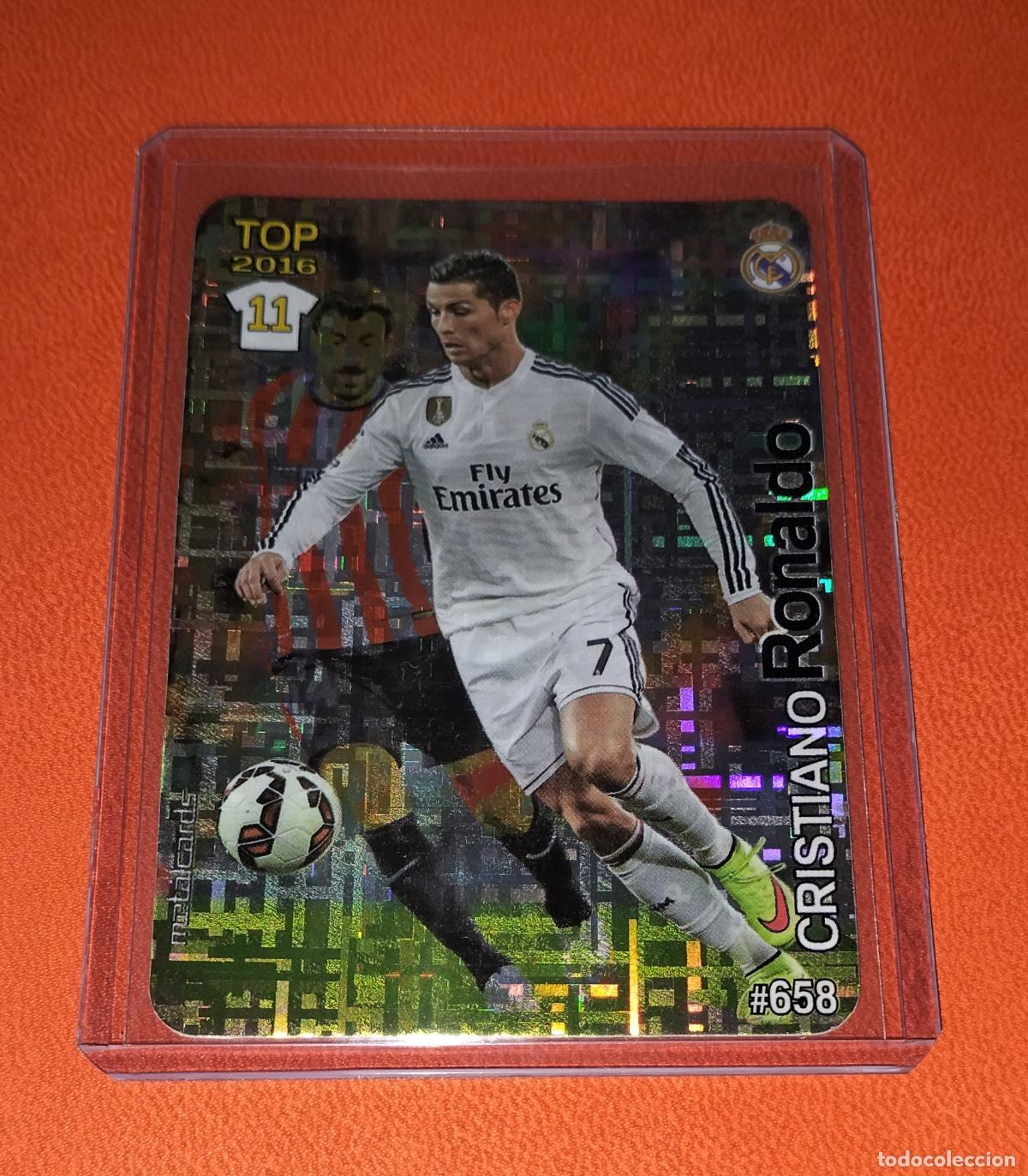 Cromos de F&uacute;tbol: 658 CRISTIANO RONALDO TOP METALCARDS TETRIS O LABERINTO REAL MADRID MUNDICROMO QUIZ 2015 2016 15 16