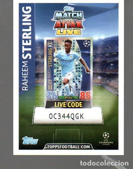 Cromos de F&uacute;tbol: CROMO DE MATCH ATTAX LIVE DE TOPPS FOOTBALL CON RAHEEM STERLING