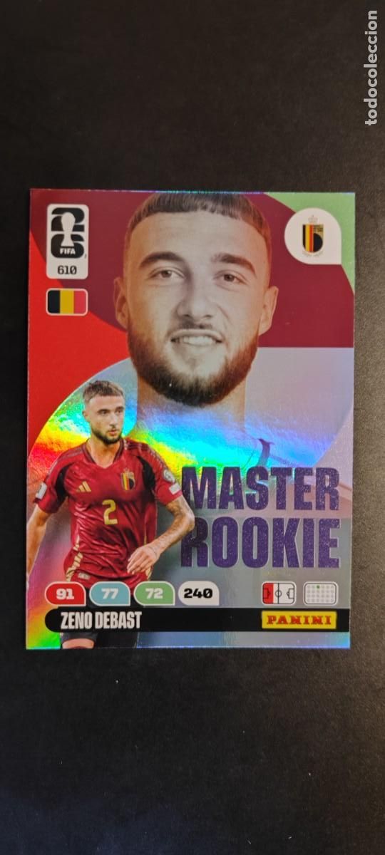 Football Stickers: ADRENALYN XL FIFA WORLD CUP 2026 CARD MASTER ROOKIE ZENO DEBAST BELGICA # 610 PANINI