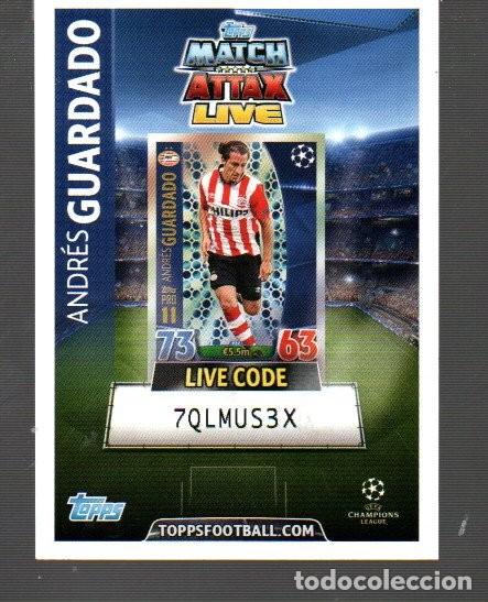 Football Stickers: CROMO DE MATCH ATTAX LIVE DE TOPPS FOOTBALL CON ANDR&Eacute;S GUARDADO