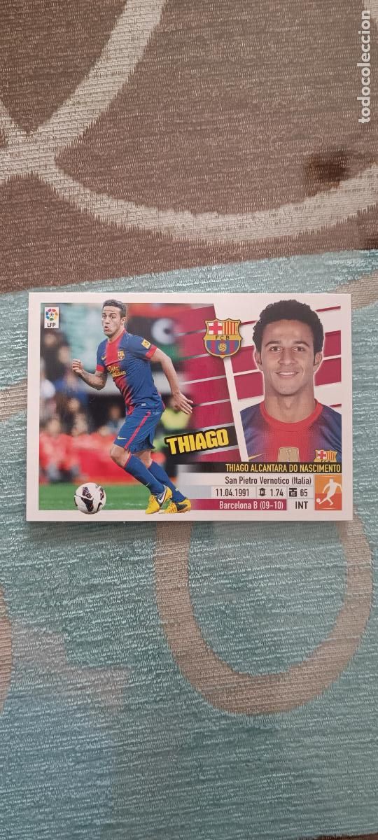 Cromos de F&uacute;tbol: Thiago con Diana trasera Barcelona o este 2013 2014 13 14 sin pegar
