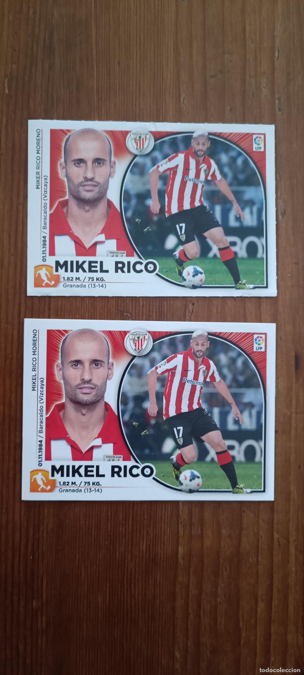 Cromos de F&uacute;tbol: 2 CROMOS MIKEL RICO ERROR Y CORREGIDO LIGA ESTE 2014 2015 14 15. NUNCA PEGADO