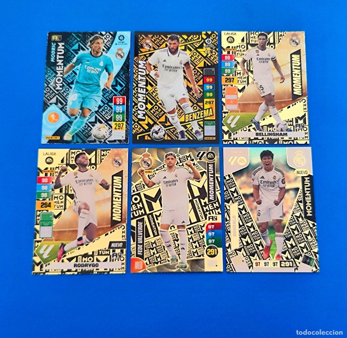 Cromos de F&uacute;tbol: Adrenalyn Momentum Real Madrid Modric Benzema Fede Valverde Bellingham Rodrygo Gonzalo