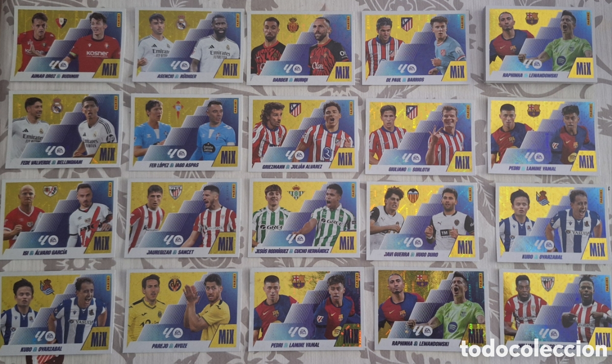 Cromos de F&uacute;tbol: Lote 40 cromos Mix Liga Este 2025 2026