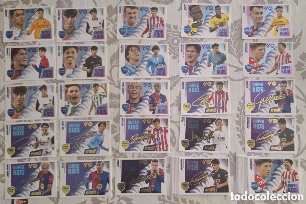 Cromos de F&uacute;tbol: Lote 53 cromos Super Kids + Kromix Liga Este 2025 2026