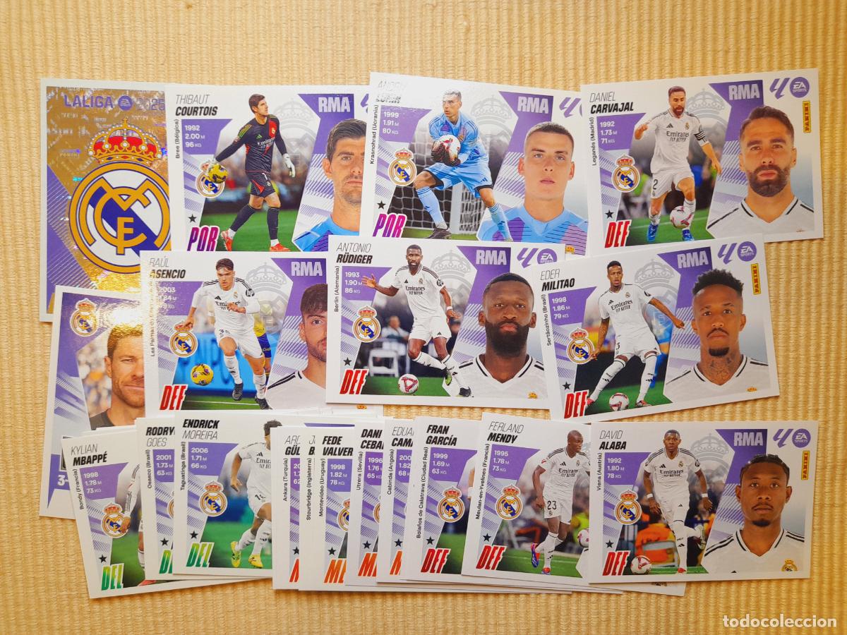 Cromos de F&uacute;tbol: LOTE 28 CROMOS (EQUIPO COMPLETO) REAL MADRID LIGA 25-26 2025 2026 &Aacute;LBUM ESTE
