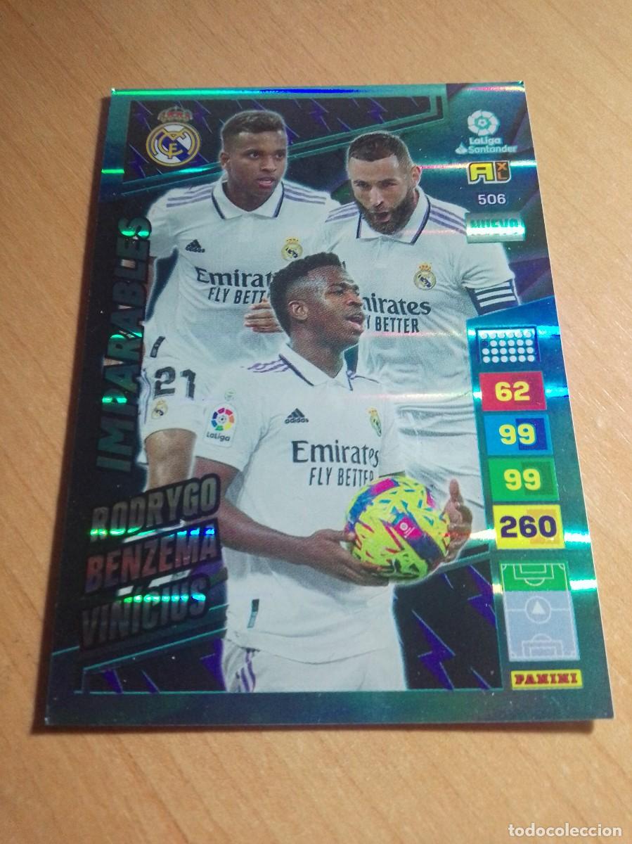 Cromos de F&uacute;tbol: 506 VINICIUS RODRYGO Y BENZEMA NUEVO IMPARABLES REAL MADRID 22 23 ADRENALYN XL 2022 2023 PANINI