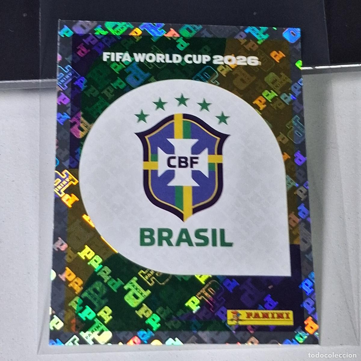 Cromos de F&uacute;tbol: A37 BRA 1 BRA1 LOGO BADGE ESCUDO BRAZIL BRASIL MUNDIAL FIFA WORLD CUP 2026 STICKER PANINI