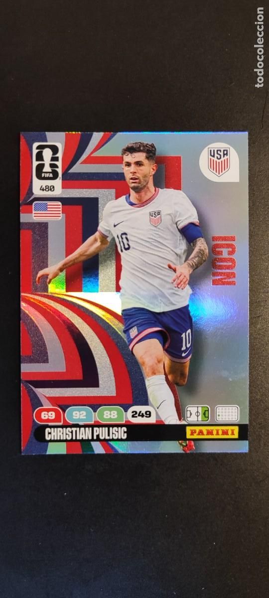Cromos de F&uacute;tbol: ADRENALYN XL FIFA WORLD CUP 2026 CARD ICON PULISIC USA # 480 PANINI