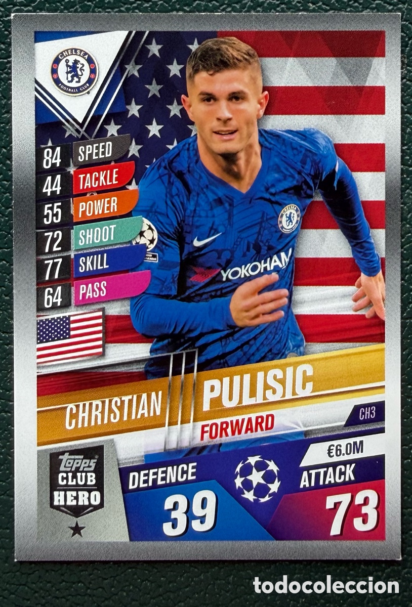Football Stickers: CH3 CHRISTIAN PULISIC CHELSEA FC FICHAS ALBUM MATCH ATTAX 101 TOPPS 2019 2020 19 20