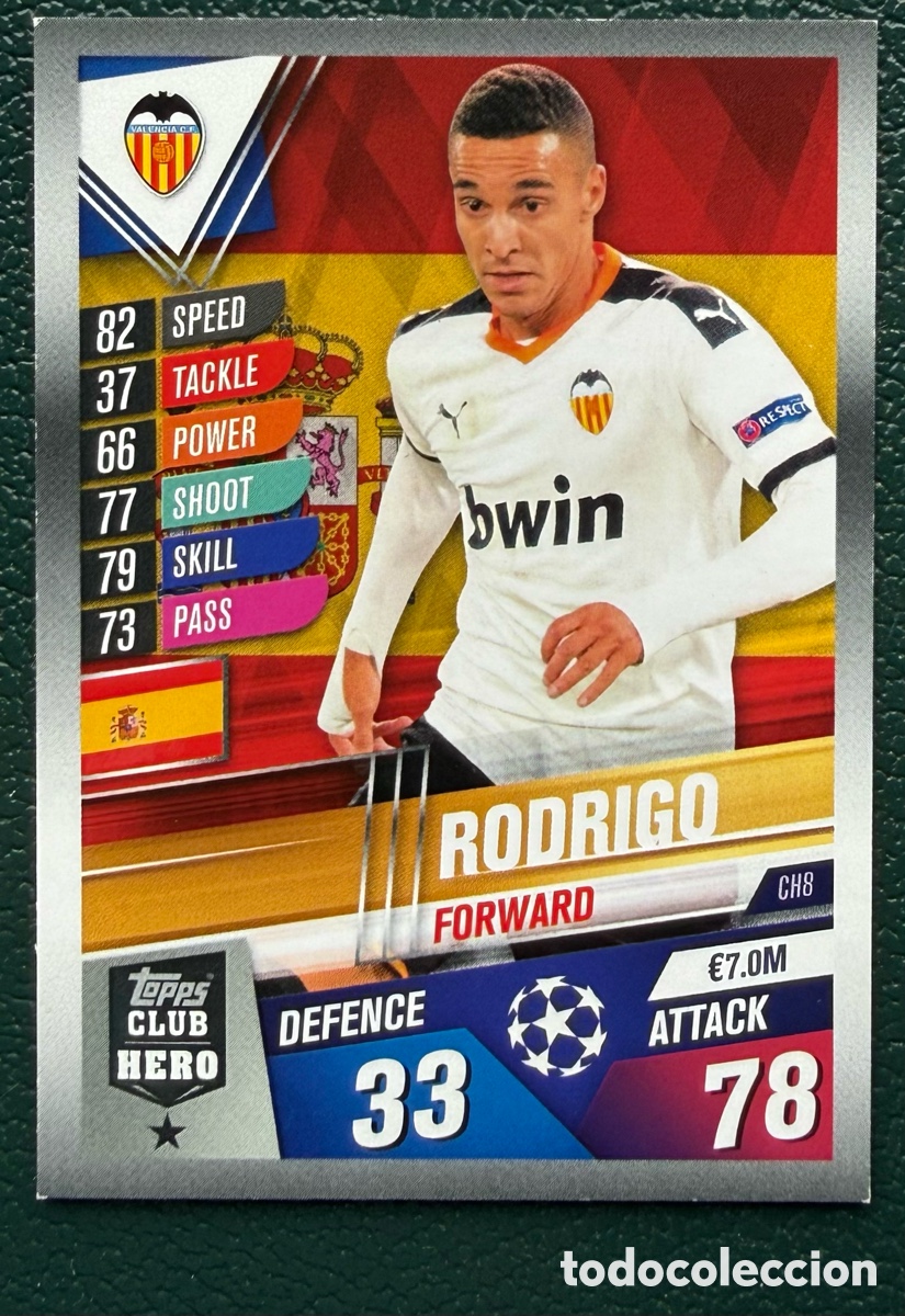 Football Stickers: CH8 RODRIGO VALENCIA CF FICHAS ALBUM MATCH ATTAX 101 TOPPS 2019 2020 19 20