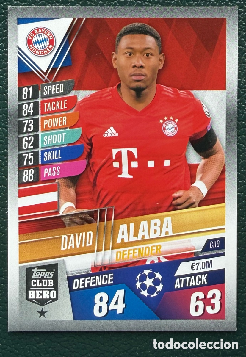 Football Stickers: CH9 DAVID ALABA BAYERN MUNICH FICHAS ALBUM MATCH ATTAX 101 TOPPS 2019 2020 19 20