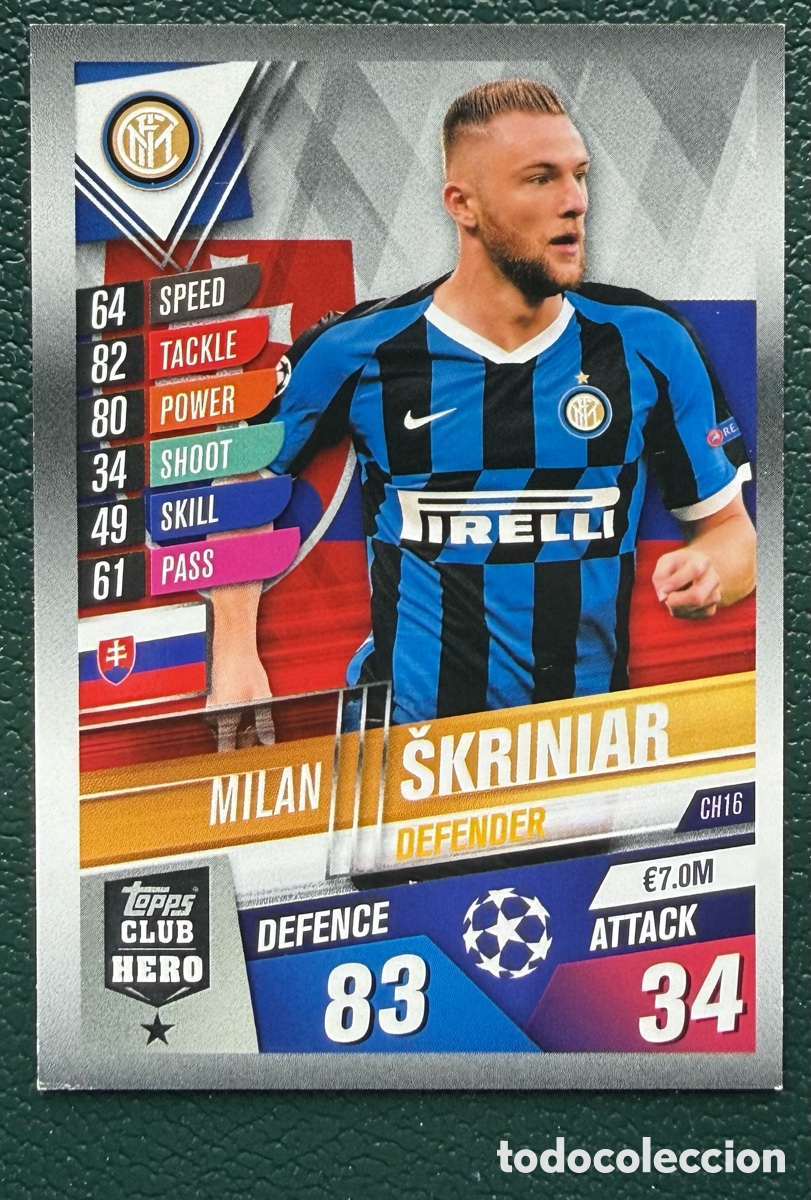 Cromos de F&uacute;tbol: CH16 MILAN SKRINIAR INTER DE MILAN FICHAS ALBUM MATCH ATTAX 101 TOPPS 2019 2020 19 20