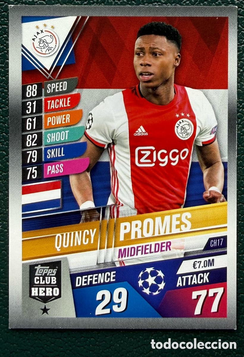 Cromos de F&uacute;tbol: CH17 QUINCY PROMES AFC AJAX FICHAS ALBUM MATCH ATTAX 101 TOPPS 2019 2020 19 20