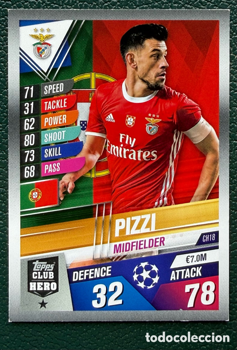 Cromos de F&uacute;tbol: CH18 PIZZI SL BENFICA FICHAS ALBUM MATCH ATTAX 101 TOPPS 2019 2020 19 20