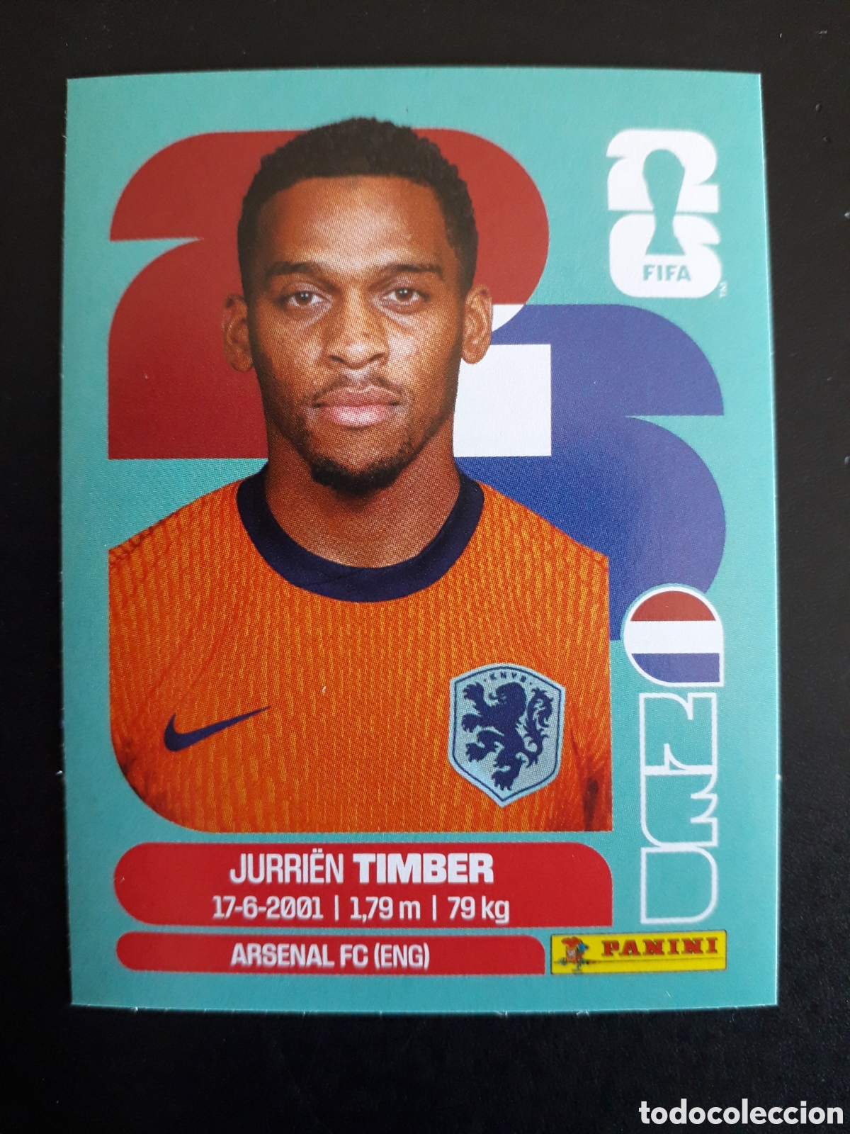 Fu&szlig;ball-Sticker: TIMBER HOLANDA/PA&Iacute;SES BAJOS NED 5 MUNDIAL F&Uacute;TBOL 2026 FIFA WORLD CUP PANINI SIN PEG PEDIDO M&Iacute;NIMO 3&euro;