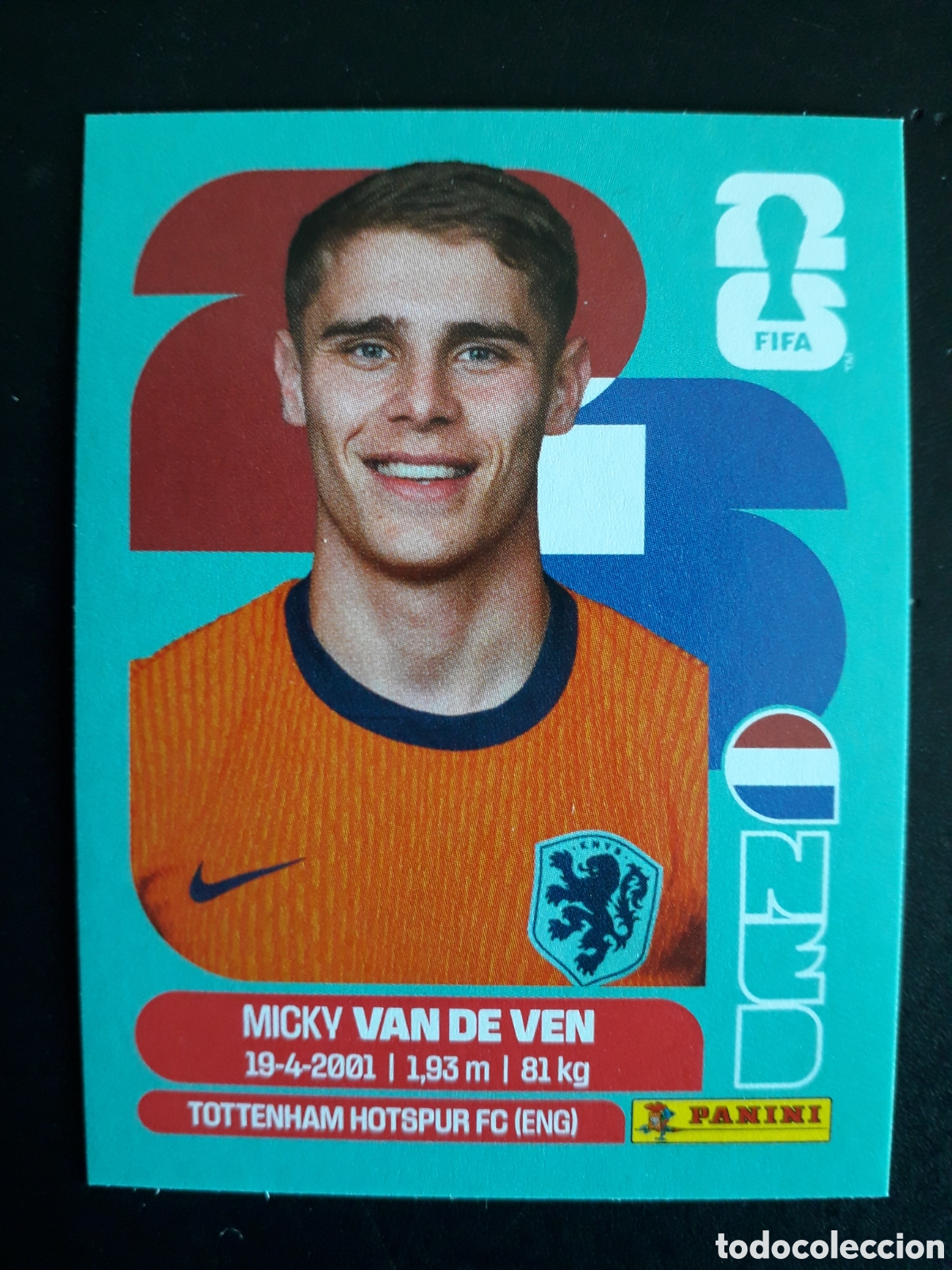 Fu&szlig;ball-Sticker: VAN DE VEN HOLANDA/PA&Iacute;SES BAJOS NED 4 MUNDIAL F&Uacute;TBOL 2026 FIFA WORLD CUP PANINI PEDIDO M&Iacute;NIMO 3&euro;