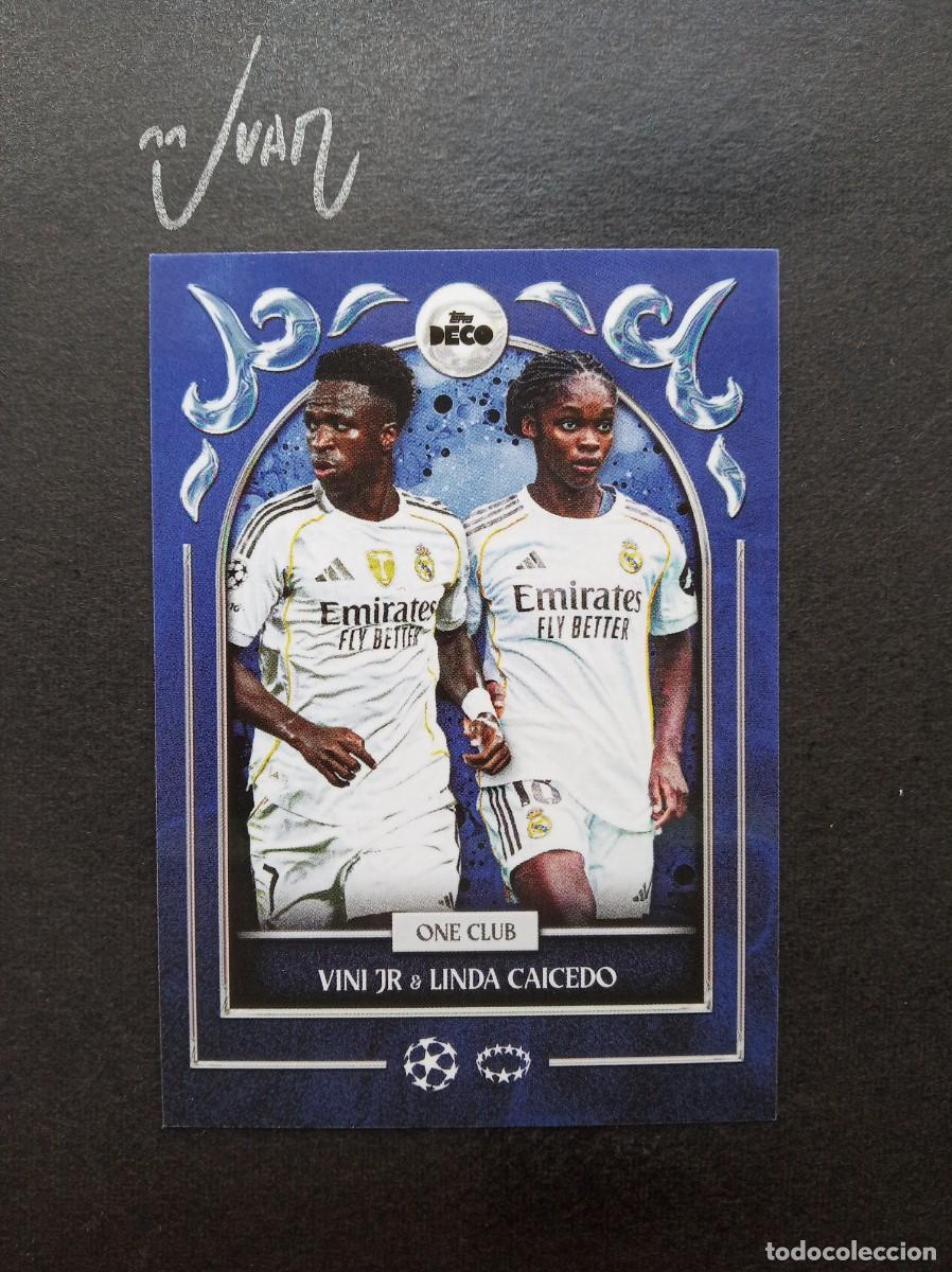 Cromos de F&uacute;tbol: ONE CLUB VINI JR & LINDA CAICEDO REAL MADRID ⚽ TOPPS &reg; DECO UCC UEFA 2025 2026 25 26 NUEVO