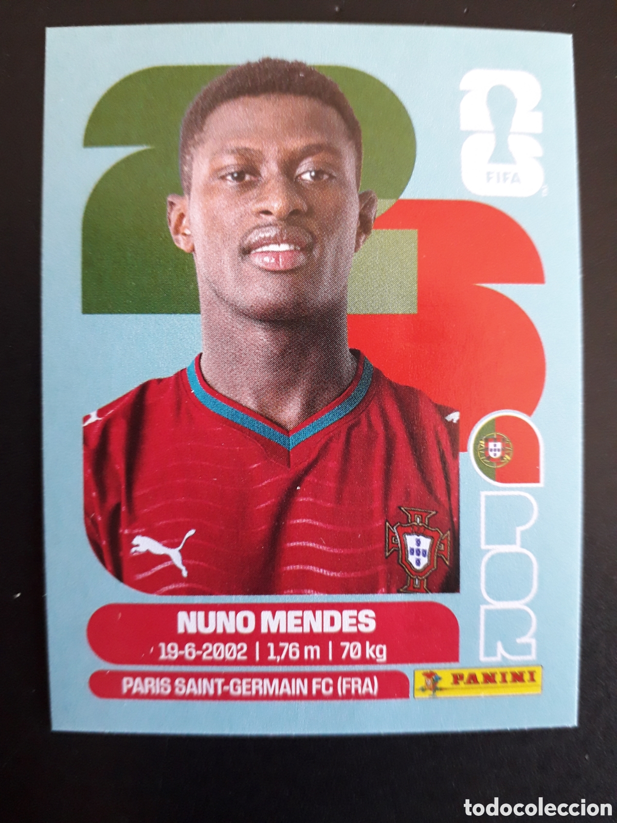 Fu&szlig;ball-Sticker: NUNO MENDES PORTUGAL POR 7 MUNDIAL F&Uacute;TBOL 2026 FIFA WORLD CUP PANINI SIN PEGAR PEDIDO M&Iacute;NIMO 3&euro;.