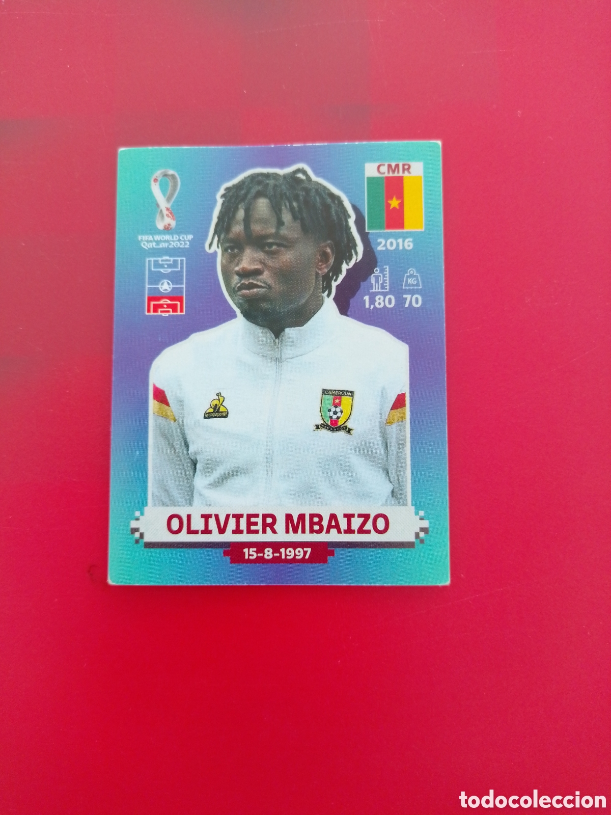 Cromos de F&uacute;tbol: CROMO NUMERO 7 OLIVIER MBAIZO CAMERUN. MUNDIAL QATAR 2022. PANINI.