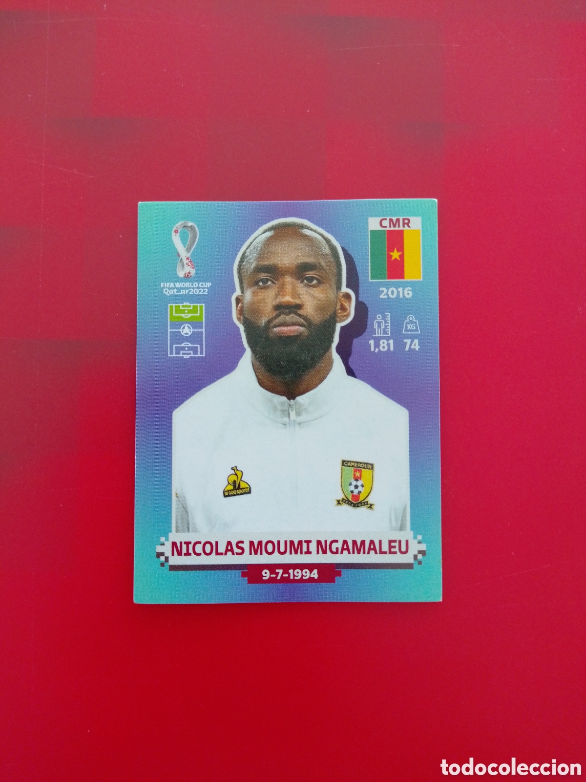 Cromos de F&uacute;tbol: CROMO NUMERO 19 NICOLAS MOUMI NGAMALEU CAMERUN. MUNDIAL QATAR 2022. PANINI.