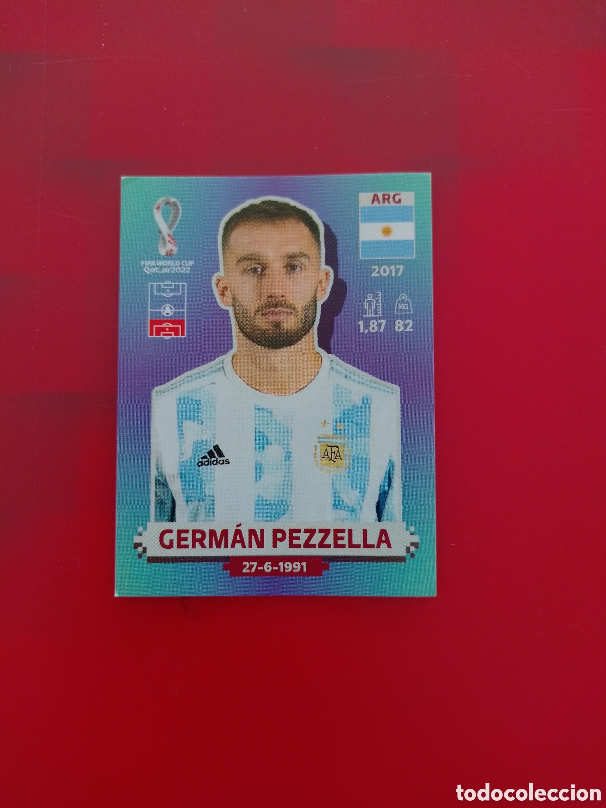Cromos de F&uacute;tbol: CROMO NUMERO 8 GERM&Aacute;N PEZZELLA ARGENTINA. MUNDIAL QATAR 2022. PANINI.