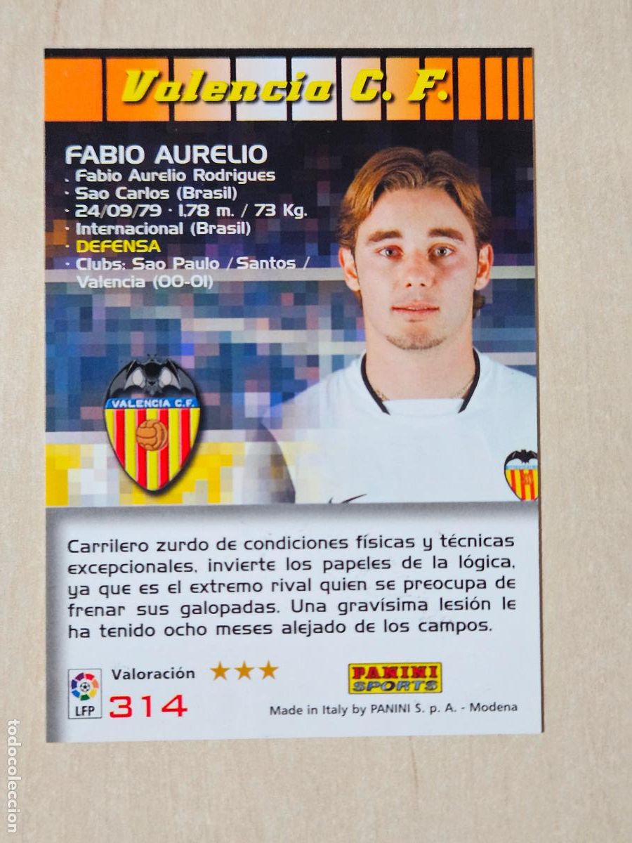 Cromos de F&uacute;tbol: CROMO N&ordm; 314 FABIO AURELIO - MEGACRACKS 2004 05 - VALENCIA