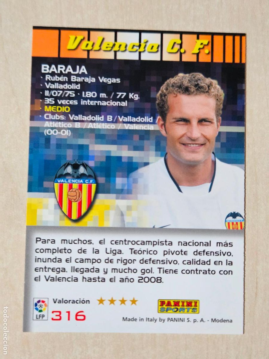 Cartes &agrave; collectionner de Football: CROMO N&ordm; 316 BARAJA - MEGACRACKS 2004 05 - VALENCIA