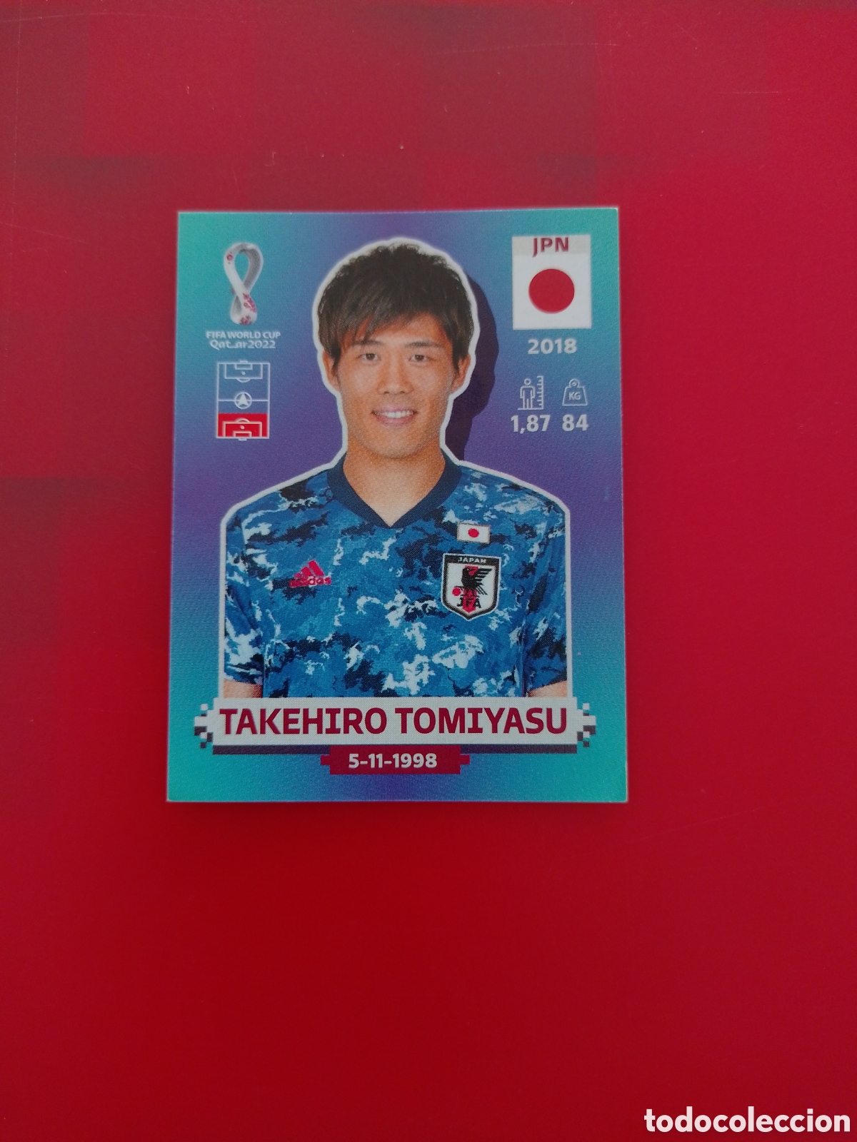Cartes &agrave; collectionner de Football: CROMO NUMERO 7 TAKEHIRO TOMIYASU JAPON. MUNDIAL QATAR 2022. PANINI.