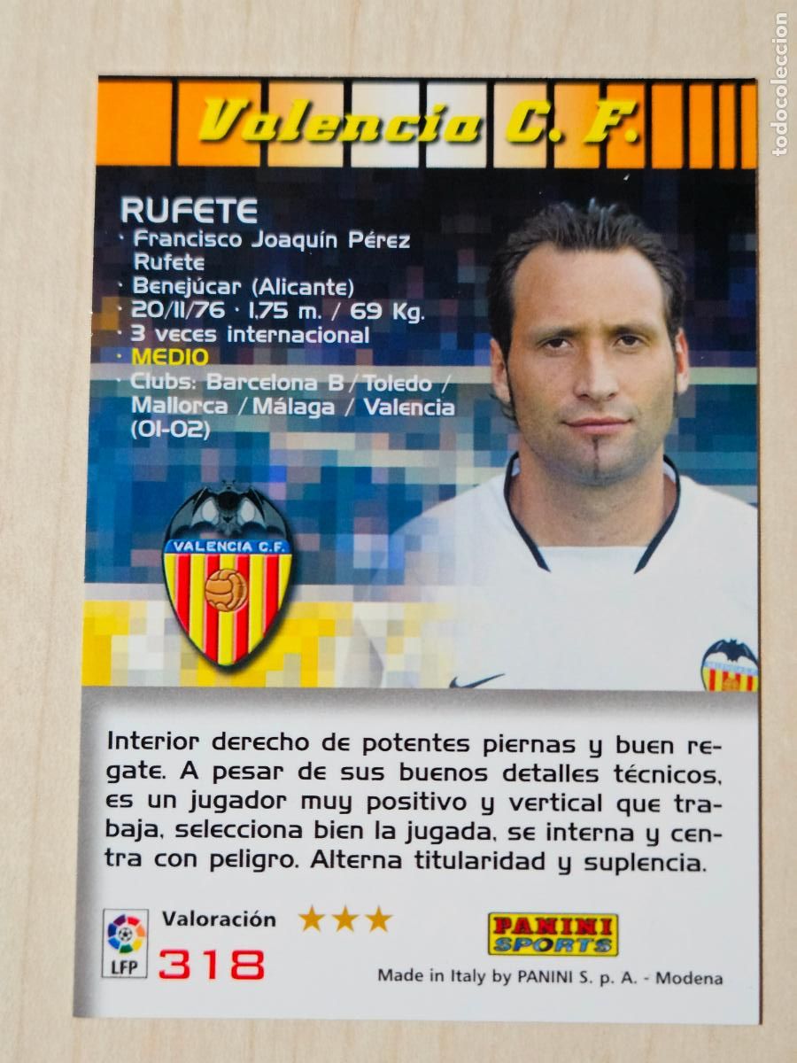 Figurine di Calcio: CROMO N&ordm; 318 RUFETE - MEGACRACKS 2004 05 - VALENCIA