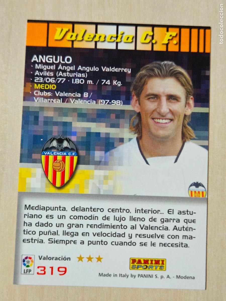 Cartes &agrave; collectionner de Football: CROMO N&ordm; 319 ANGULO - MEGACRACKS 2004 05 - VALENCIA