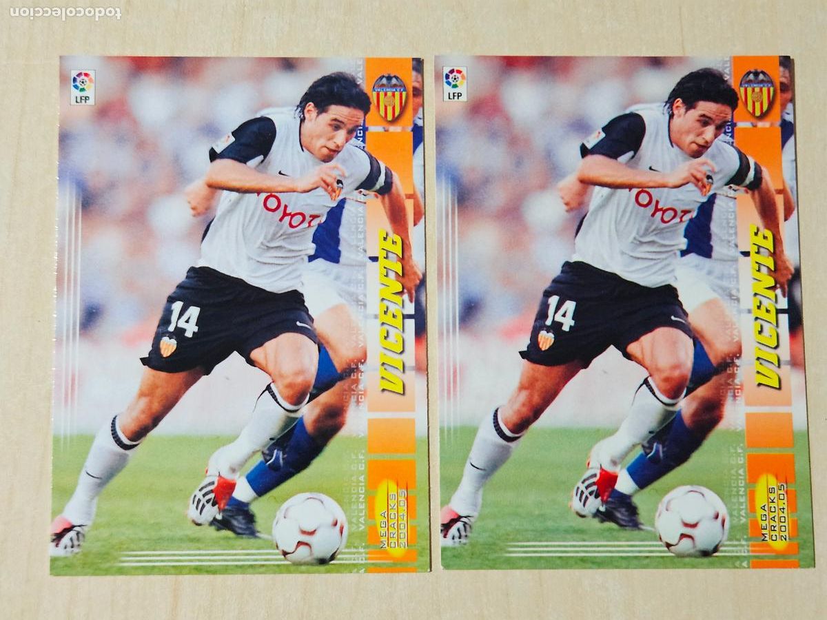 Cartes &agrave; collectionner de Football: CROMO N&ordm; 321 VICENTE - MEGACRACKS 2004 05 - VALENCIA - DOBLE VERSION LOGO MEGAS NEGRITA Y GRIS