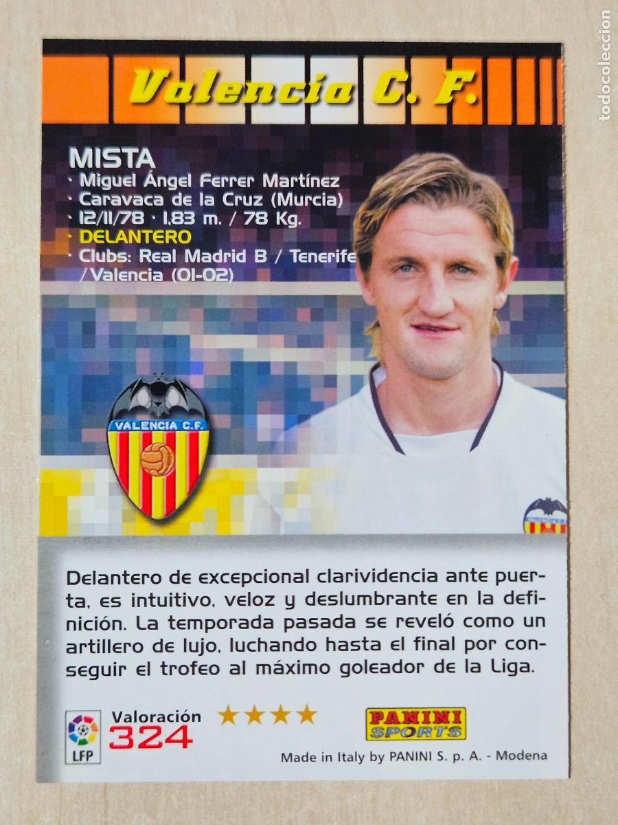 Cartes &agrave; collectionner de Football: CROMO N&ordm; 324 MISTA - MEGACRACKS 2004 05 - VALENCIA -