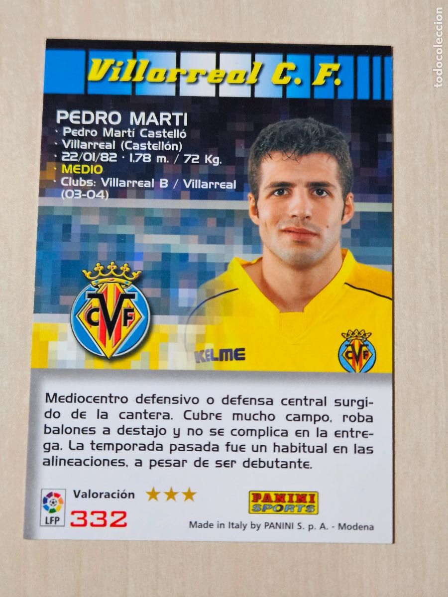 Figurine di Calcio: CROMO N&ordm; 332 PEDRO MARTI - MEGACRACKS 2004 05 - VILLARREAL